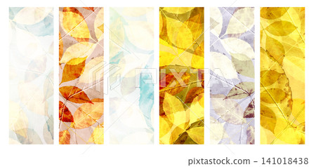 Set of vertical or horizontal vintage nature banners with autumn leaves. Collection of fall banners with yellow and red leaf in spirit of retro aesthetics. Copy space for text Set of vertical or horizontal vintage nature banners with autumn leaves. Collection of fall banners with yellow and red leaf in spirit of retro aesthetics. Copy space for text 141018438
