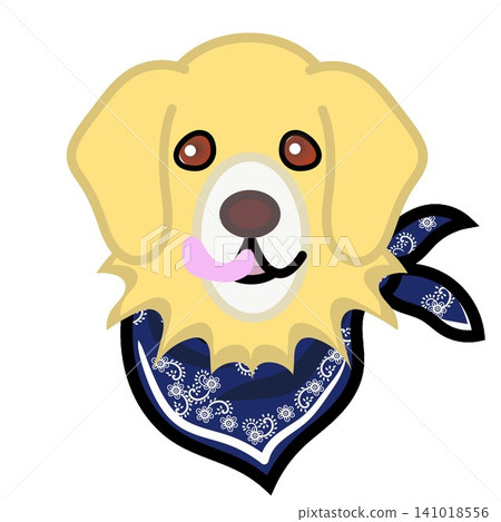 一幅金毛犬戴著頭巾的插圖。 141018556