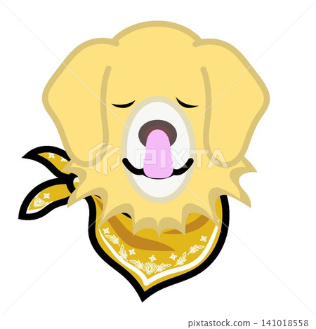 An illustration of a golden retriever's face wearing a bandana. An illustration of a golden retriever's face wearing a bandana. 141018558