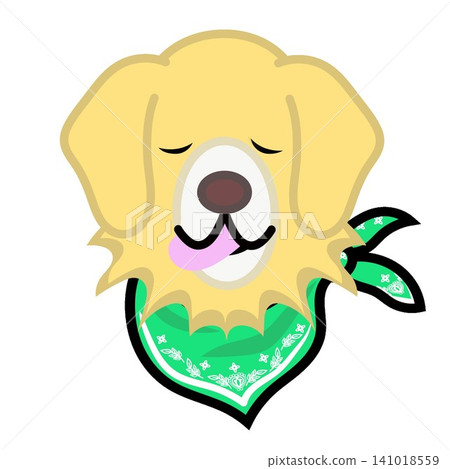 一幅金毛犬戴著頭巾的插圖。 141018559