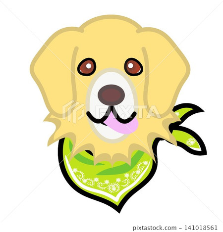 一幅金毛犬戴著頭巾的插圖。 141018561
