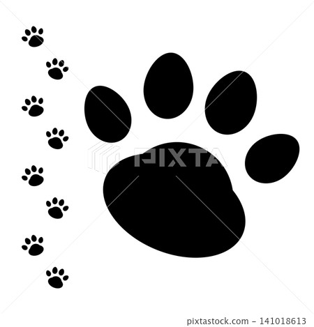 Animal paws prints set. Footprint of an animal. Cute animal paw. Cat, dog, wild animal footprint. Can be used for print, design, decor, greeting cards, fabric pattern. Vector illustration EPS8 Animal paws prints set. Footprint of an animal. Cute animal paw. Cat, dog, wild animal footprint. Can be used for print, design, decor, greeting cards, fabric pattern. Vector illustration EPS8 141018613