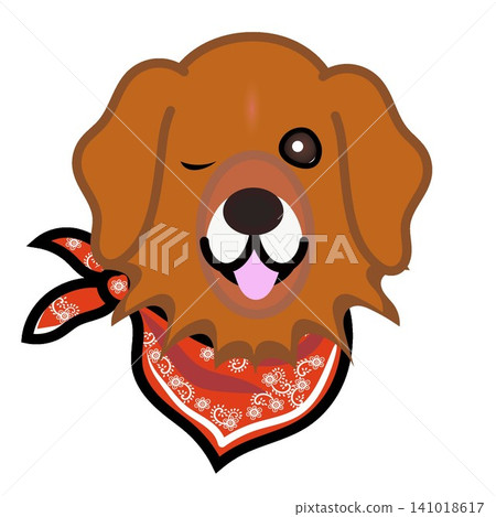 一幅金毛犬戴著頭巾的插圖。 141018617