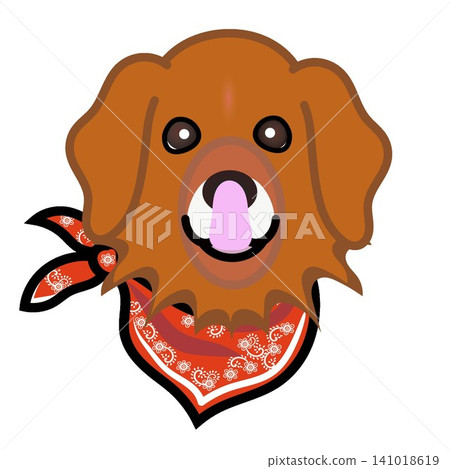 一幅金毛犬戴著頭巾的插圖。 141018619