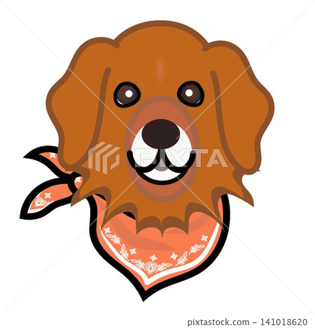 一幅金毛犬戴著頭巾的插圖。 141018620