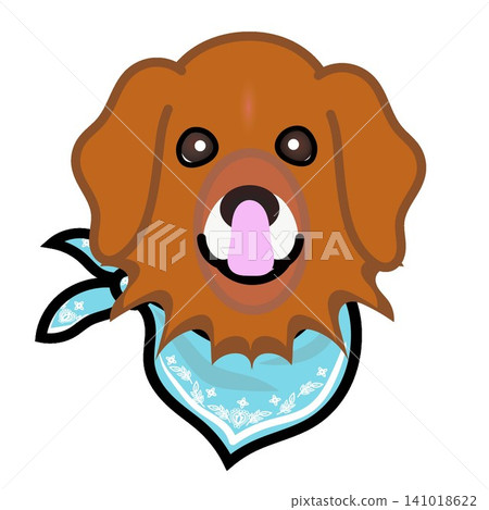 一幅金毛犬戴著頭巾的插圖。 一幅金毛犬戴著頭巾的插圖。 141018622