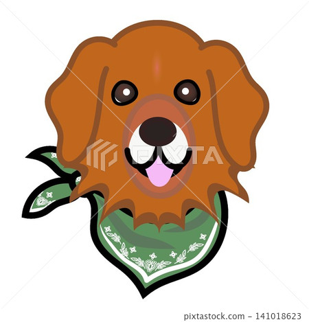 一幅金毛犬戴著頭巾的插圖。 141018623