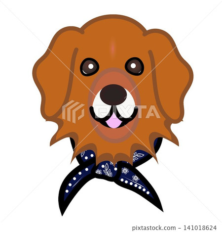 一幅金毛犬戴著頭巾的插圖。 141018624