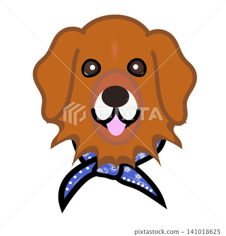 一幅金毛犬戴著頭巾的插圖。 141018625