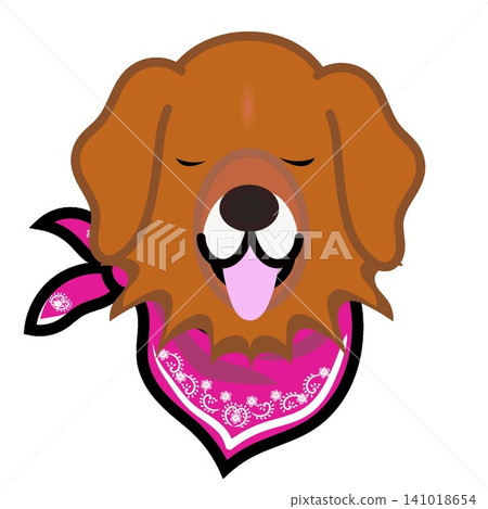 一幅金毛犬戴著頭巾的插圖。 141018654