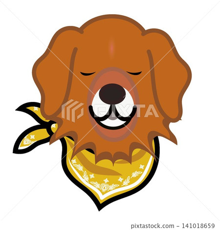 一幅金毛犬戴著頭巾的插圖。 141018659