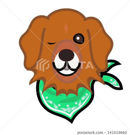 一幅金毛犬戴著頭巾的插圖。 141018660