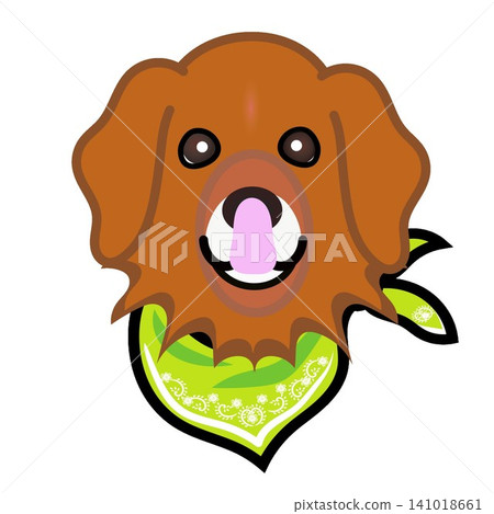 一幅金毛犬戴著頭巾的插圖。 141018661