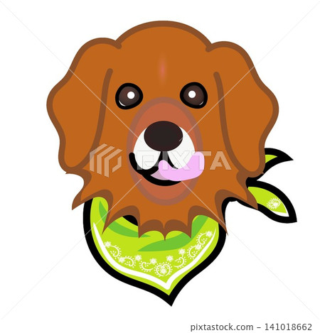 一幅金毛犬戴著頭巾的插圖。 141018662