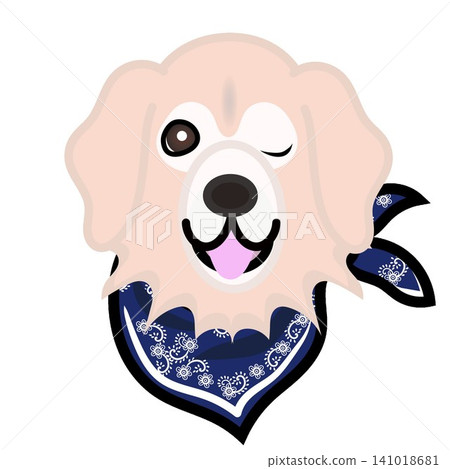 一幅金毛犬戴著頭巾的插圖。 141018681