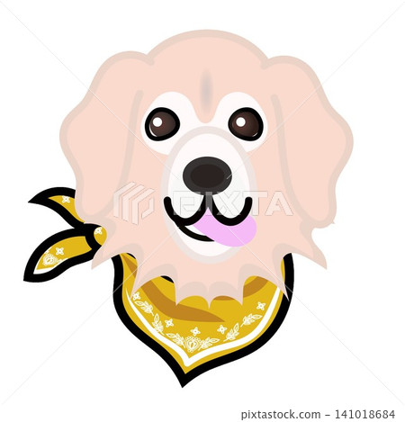 一幅金毛犬戴著頭巾的插圖。 141018684