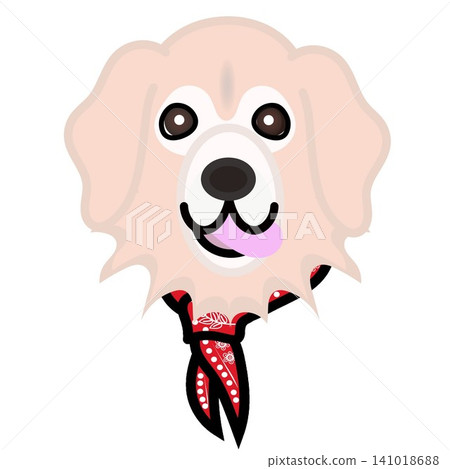 一幅金毛犬戴著頭巾的插圖。 141018688