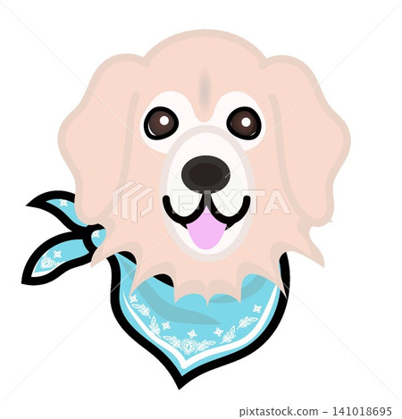 一幅金毛犬戴著頭巾的插圖。 141018695