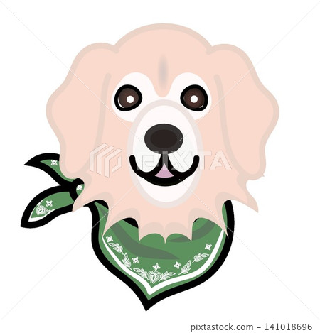一幅金毛犬戴著頭巾的插圖。 141018696