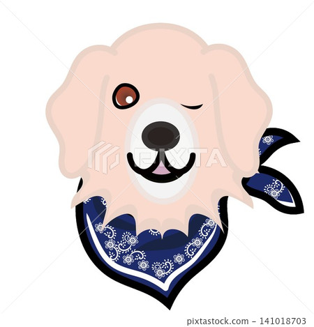 一幅金毛犬戴著頭巾的插圖。 141018703