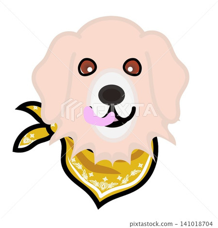 一幅金毛犬戴著頭巾的插圖。 141018704