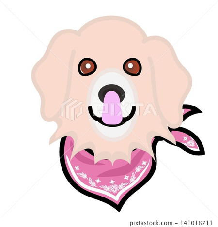 一幅金毛犬戴著頭巾的插圖。 141018711