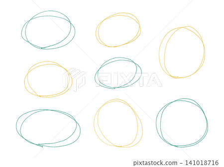 A hand-drawn double circle (yellow and green) surrounds the area of interest. 141018716