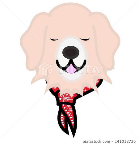 一幅金毛犬戴著頭巾的插圖。 141018726