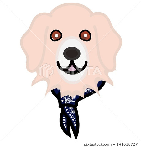 一幅金毛犬戴著頭巾的插圖。 141018727