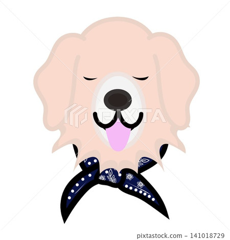 An illustration of a golden retriever's face wearing a bandana. An illustration of a golden retriever's face wearing a bandana. 141018729