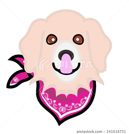 一幅金毛犬戴著頭巾的插圖。 141018731