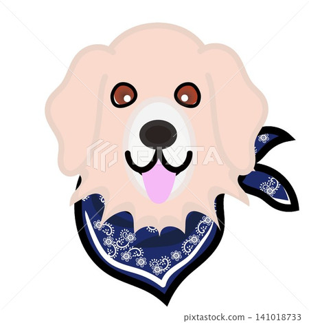 An illustration of a golden retriever's face wearing a bandana. An illustration of a golden retriever's face wearing a bandana. 141018733