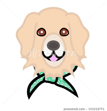 一幅金毛犬戴著頭巾的插圖。 141018751