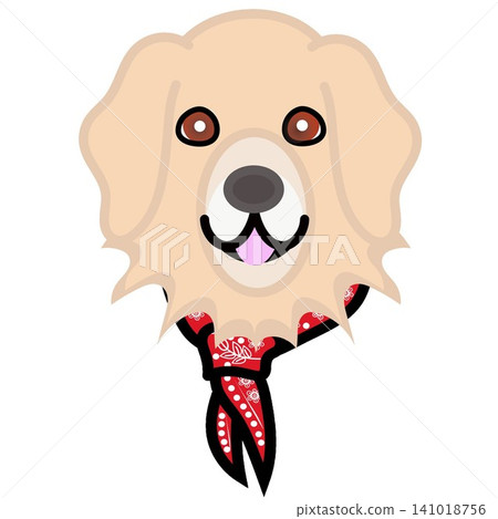 一幅金毛犬戴著頭巾的插圖。 141018756