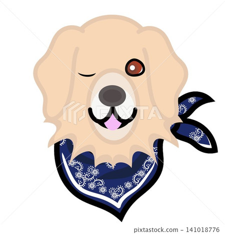 一幅金毛犬戴著頭巾的插圖。 141018776