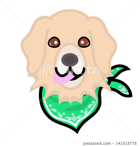 一幅金毛犬戴著頭巾的插圖。 141018778