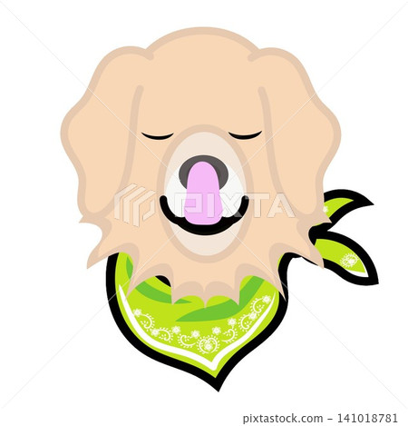 一幅金毛犬戴著頭巾的插圖。 141018781