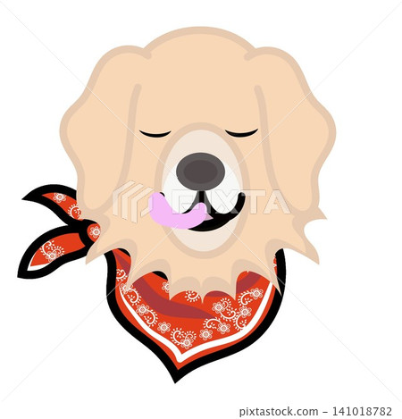 一幅金毛犬戴著頭巾的插圖。 141018782