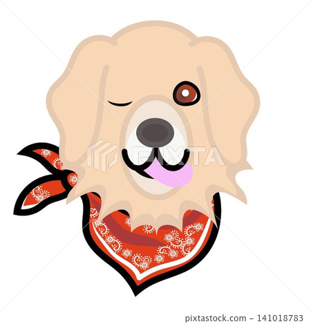 一幅金毛犬戴著頭巾的插圖。 141018783