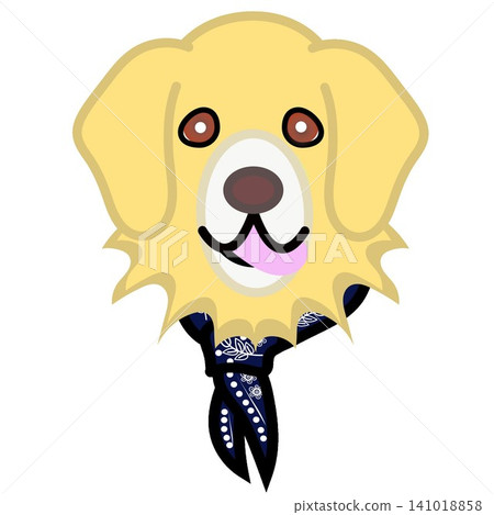 一幅金毛犬戴著頭巾的插圖。 141018858