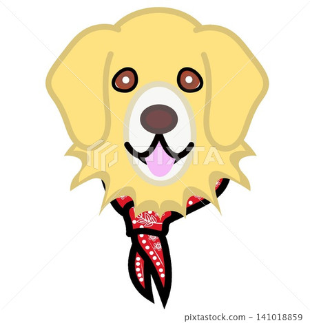 一幅金毛犬戴著頭巾的插圖。 141018859