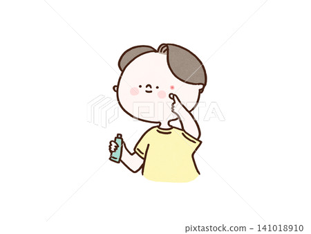 A man applying medicated cream to acne on his face (Men's skincare/acne care) A man applying medicated cream to acne on his face (Men's skincare/acne care) 141018910