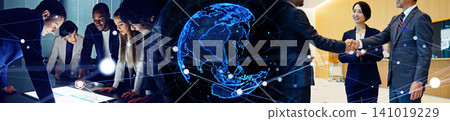 Global business network. Teamwork, transactions, support, management, diplomacy, future, DX, AI, banner Global business network. Teamwork, transactions, support, management, diplomacy, future, DX, AI, banner 141019229