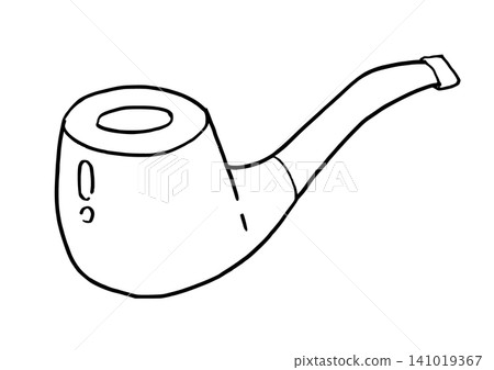 Simple illustration, monochrome line drawing, pipe tobacco. Simple illustration, monochrome line drawing, pipe tobacco. 141019367
