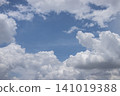 Blue sky with white cloud, cloudy sky background, soft light, open space, natural weather scene 141019388