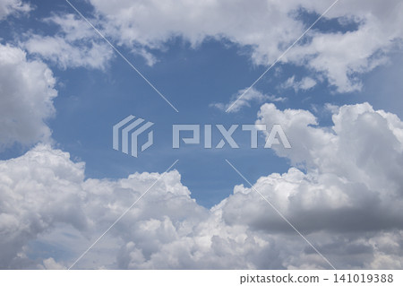 Blue sky with white cloud, cloudy sky background, soft light, open space, natural weather scene Blue sky with white cloud, cloudy sky background, soft light, open space, natural weather scene 141019388