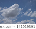 Blue sky with white cloud formation and scattered cumulus cloud in bright daylight, calm atmosphere 141019391