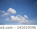 Blue sky with white cloud and soft daylight, peaceful open sky scene 141019396