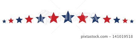 USA Patriotic Star Divider on White Background, Red and Blue American Stars Border, Minimal Vector Decoration for Independence Day, Fourth of July and 250 Anniversary Celebration USA Patriotic Star Divider on White Background, Red and Blue American Stars Border, Minimal Vector Decoration for Independence Day, Fourth of July and 250 Anniversary Celebration 141019518