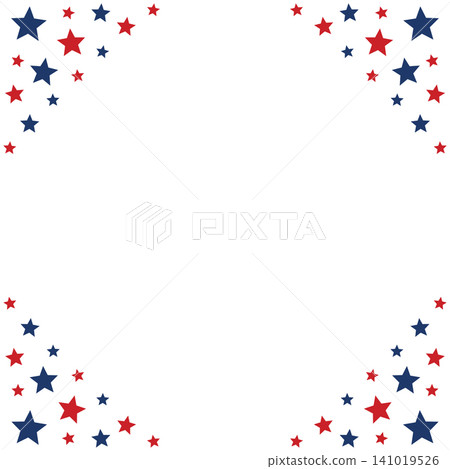 USA Patriotic Stars Frame on White Background, Red and Blue American Star Confetti Border, Minimal Vector Decoration for Independence Day, Fourth of July and 250 Anniversary USA Patriotic Stars Frame on White Background, Red and Blue American Star Confetti Border, Minimal Vector Decoration for Independence Day, Fourth of July and 250 Anniversary 141019526